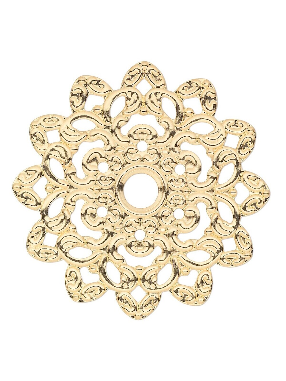 Fancy Abstract Flower Design 46mm Gold Plated Filigree Pendants 2 pcs